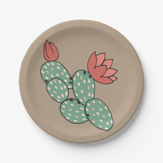 Modern Prickly Pear Cactus Pappteller (Vorderseite)