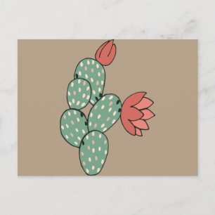 Modern Prickly Pear Cactus Postkarte