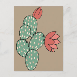 Modern Prickly Pear Cactus Postkarte