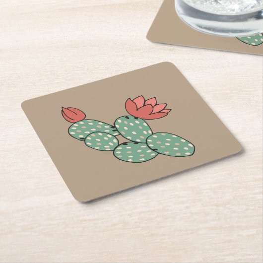 Modern Prickly Pear Cactus Rechteckiger Pappuntersetzer (angewinkelt)