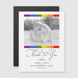 Modern Pride Rainbow Flag Lesbian Gay Wedding Magnetkarte