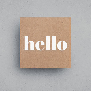 Modern Printed Kraft Brown White Hello Consultant Quadratische Visitenkarte