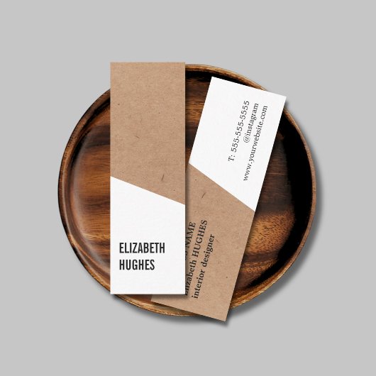 Modern Printed Kraft Paper White Geometric Mini Visitenkarte