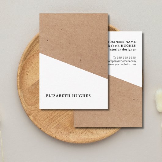 Modern Printed Kraft Paper White Geometric Visitenkarte