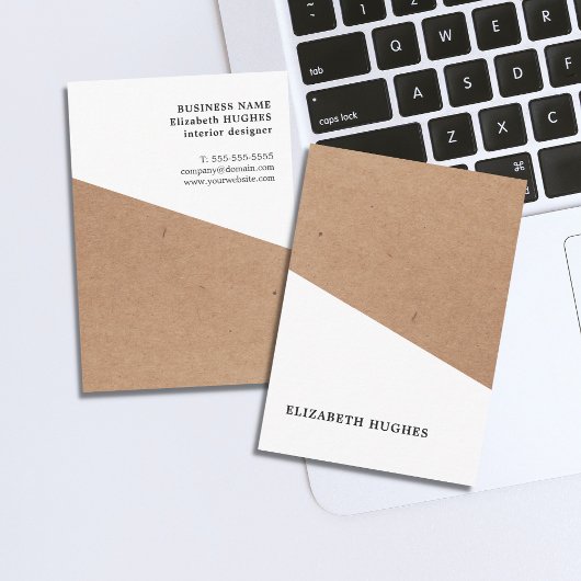 Modern Printed Kraft Paper White Geometric Visitenkarte