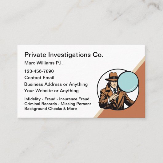 Modern Private Investigator Theme Visitenkarte (Vorderseite)