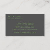 Modern Pro Business Card, grau und grün Visitenkarte (Rückseite)