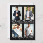 Modern Pro Model 5 Foto Comp Card Einladung (Rückseite)