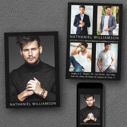 Modern Pro Model 5 Foto Comp Card Einladung