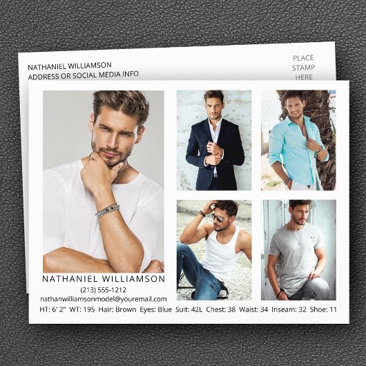 Modern Pro Model 5 Fotos Comp Card Postkarte