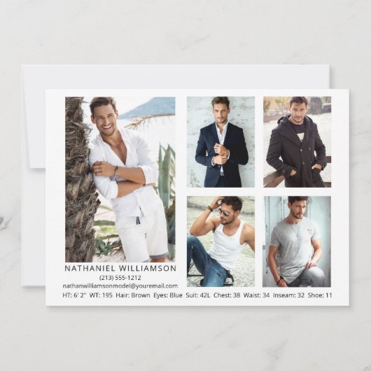 Modern Pro Model 6 Fotos Comp Card Einladung (Rückseite)