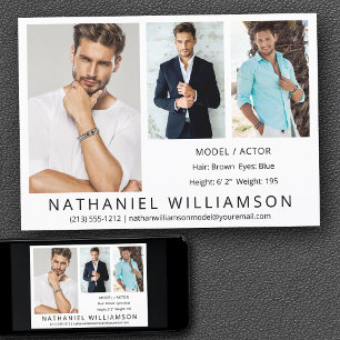 Modern Pro Model Actor 3 Fotos Comp Card Einladung