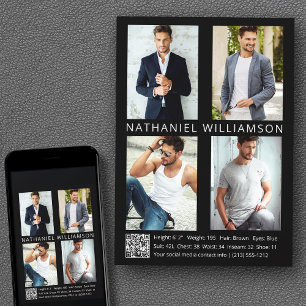 Modern Pro Model Actor 4 Foto QR Code Comp Card Einladung