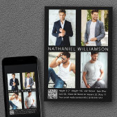 Modern Pro Model Actor 4 Foto QR Code Comp Card Einladung