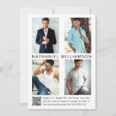 Modern Pro Model Actor 4 Fotos QR Code Comp Card Einladung (Vorderseite)