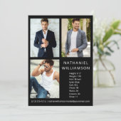 Modern Pro Model and Schauspieler 3 Foto Comp Card Einladung (Stehend Vorderseite)