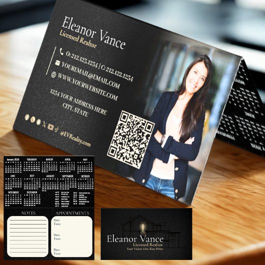 Modern Professional 2026 Pocket Calendar Folded Visitenkarten