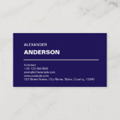 Modern Professional Architect Navy Blue Visitenkarte (Rückseite)