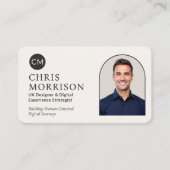 Modern Professional Black Photo Monogram Visitenkarte (Vorderseite)