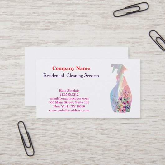 Modern Professional Cleaning Service Spray Bottle Visitenkarte (Vorderseite/Rückseite Beispiel)