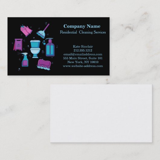 Modern Professional Cleaning Service Visitenkarte (Vorne/Hinten)