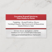 Modern Professional Drywall Plastering Services  Visitenkarte (Rückseite)