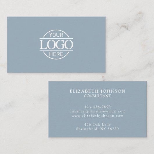 Modern Professional Dusty Blue Company Logo Visitenkarte (Vorne/Hinten)