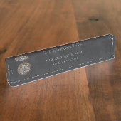 Modern Professional Elegant Matte Black Obsidian Namensplakette (Seite)