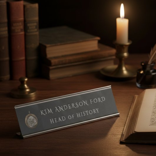 Modern Professional Elegant Matte Black Obsidian Schreibtischnamensplakette