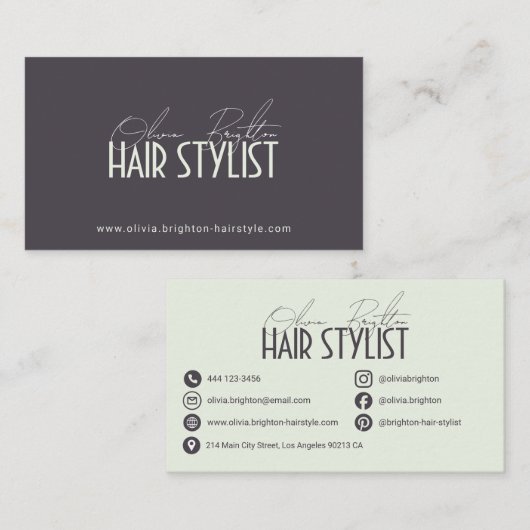 Modern Professional Hair Stylist High-end Visitenkarte (Vorne/Hinten)