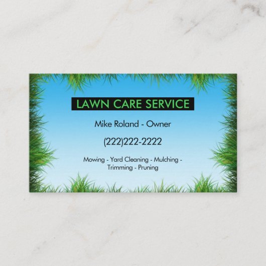 Modern Professional Lawn Care Gardener Services Visitenkarte (Vorderseite)