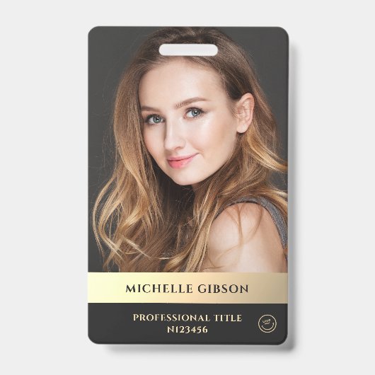 Modern Professional Marketing Elegant Black Gold Ausweis (Vorderseite)