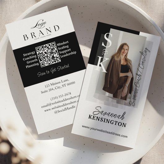 Modern Professional Photo Monogram & Logo QR Code Visitenkarte