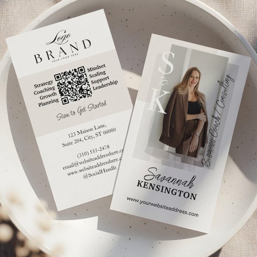 Modern Professional Photo Monogram & Logo QR Code Visitenkarte