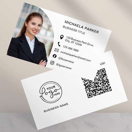 Modern Professional Photo QR Code Social Media Visitenkarte