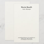 Modern Professional Plain Black & White Classical Briefpapier (Vorne/Hinten)