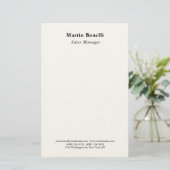 Modern Professional Plain Black & White Classical Briefpapier (Stehend Vorderseite)