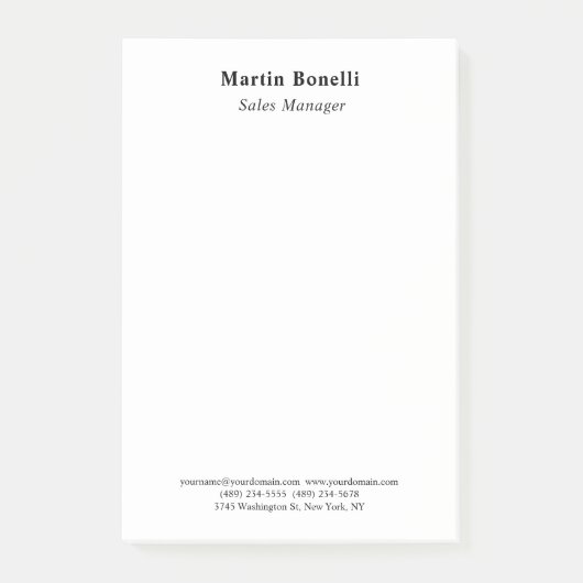 Modern Professional Plain Black & White Classical Post-it Klebezettel (Vorderseite)