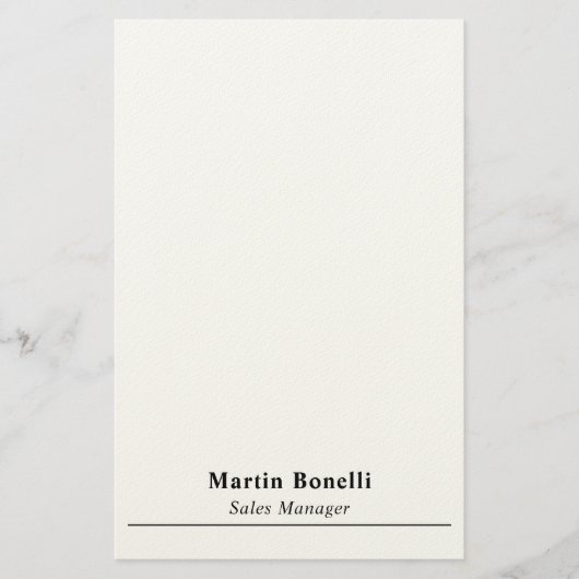 Modern Professional Plain Black & White Name Title Briefpapier (Vorderseite)