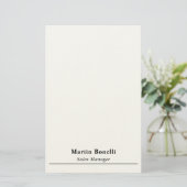 Modern Professional Plain Black & White Name Title Briefpapier (Stehend Vorderseite)