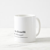 Modern Professional Plain Black & White Name Title Kaffeetasse (VorderseiteRechts)
