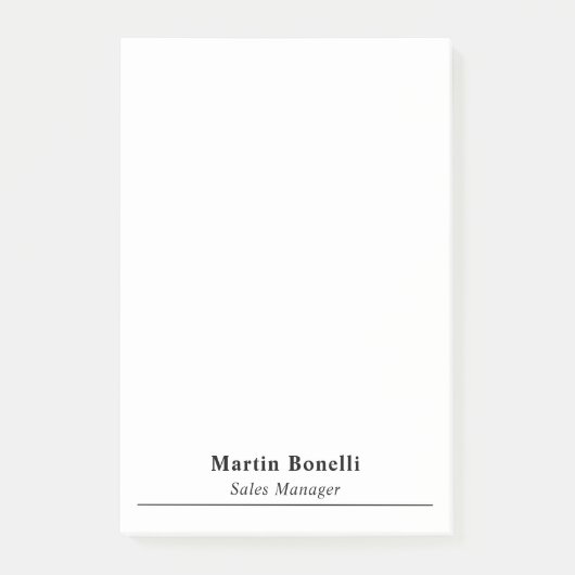 Modern Professional Plain Black & White Name Title Post-it Klebezettel (Vorderseite)