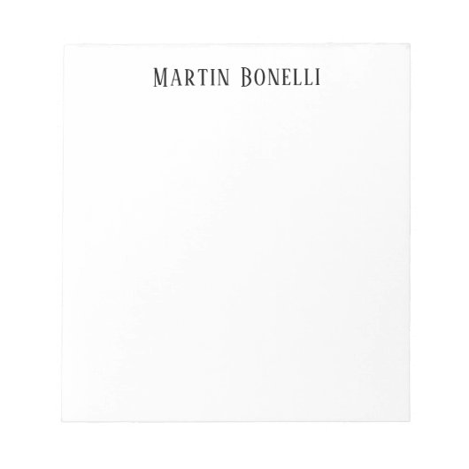 Modern Professional Plain Black & White Serif Font Notizblock (Vorderseite)