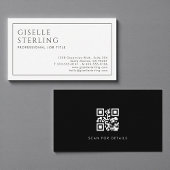 Modern Professional QR Code Minimalist Black White Visitenkarte