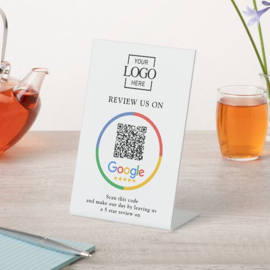 Modern Promotional Google Reviews QR Code Business Sockelschild (In SItu)