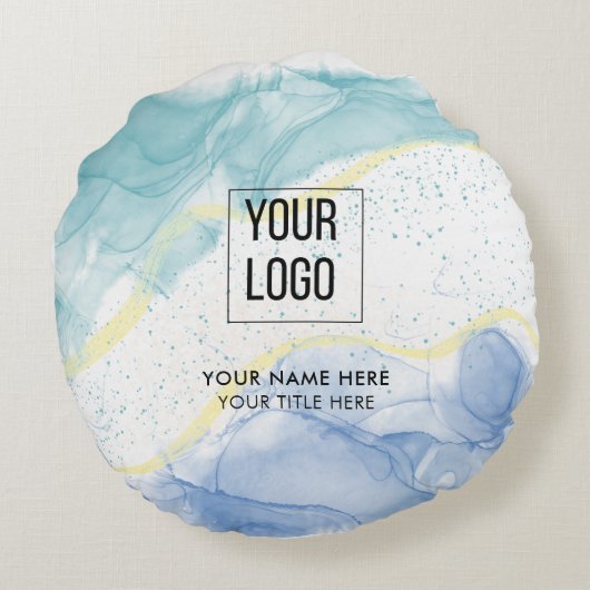 Modern Promotional Logo Business Rundes Kissen (Rückseite)