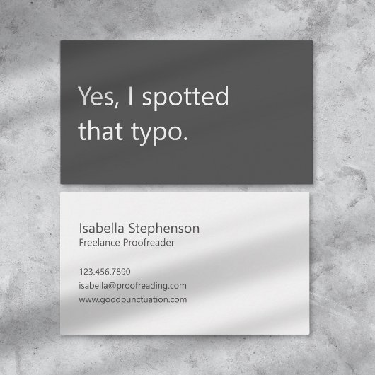 Modern Proofreader Freelance Grey White Minimalist Visitenkarte