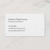 Modern Proofreader Freelance Grey White Minimalist Visitenkarte (Rückseite)