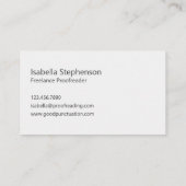 Modern Proofreader Freelancer Minimalist  Visitenkarte (Rückseite)