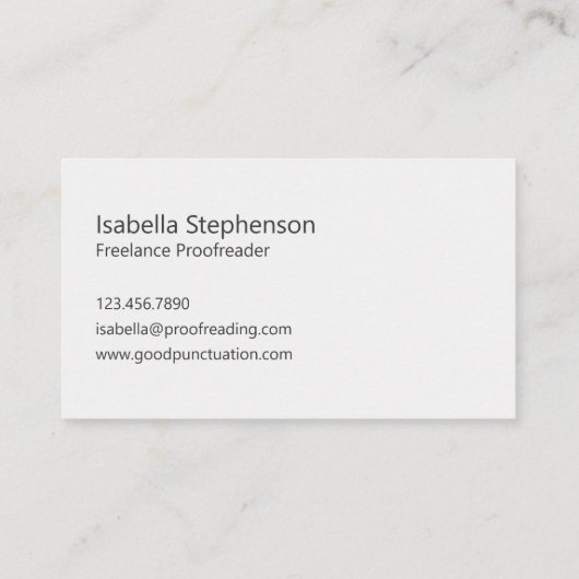 Modern Proofreader Freelancer Minimalist  Visitenkarte (Rückseite)